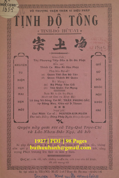 Tịnh Độ Tông (NXB Thạnh Mậu 1927) - Nguyễn Kim Muôn, 98 Trang