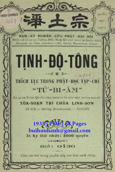 Tịnh Độ Tông Quyển 1 (NXB Việt Nam 1935) - Trí Hải, 68 Trang