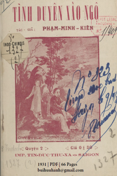 Tình Duyên Xảo Ngộ Quyển 2 (NXB Tín Đức Thư Xã 1931) - Phạm Minh Kiên, 66 Trang