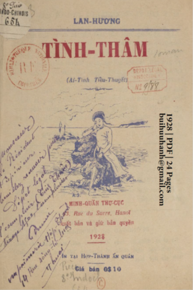 Tình Thâm (NXB Minh Quần Thư Cục 1928) - Lan Hương, 24 Trang