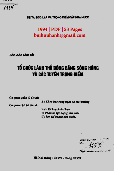 Tổ Chức Lãnh Thổ Đồng Bằng Sông Hồng Và Các Tuyến Trọng Điểm (NXB Hà Nội 1994)- Lê Bá Thảo, 53 Trang