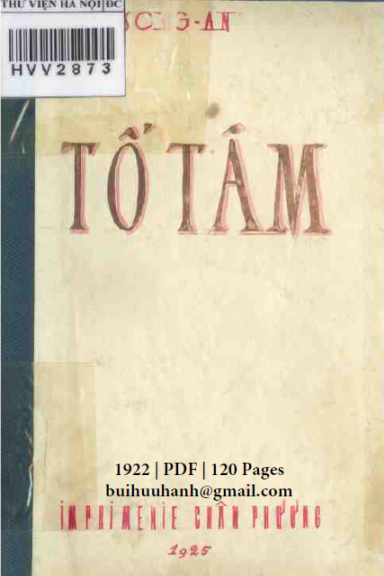 Tố Tâm (NXB Chân Phương 1922) - Song An, 120 Trang