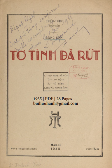 Tơ Tình Đã Rứt (NXB Hà Nội 1935) - Băng Sơn, 28 Trang