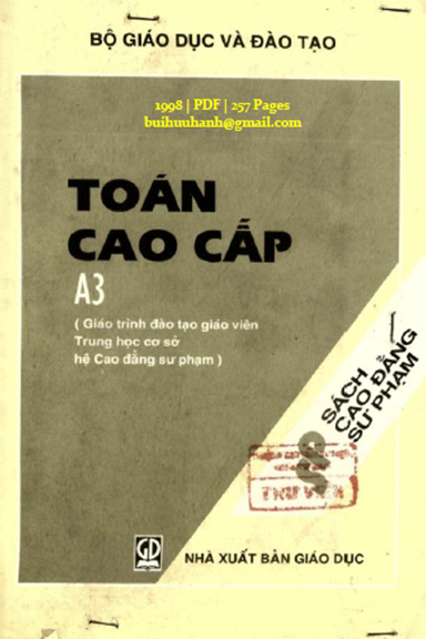 Toán Cao Cấp A3 (NXB Giáo Dục 1998) - Nguyễn Xuân Liêm, 257 Trang