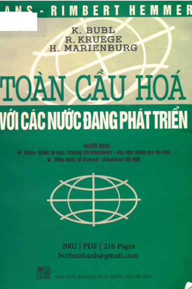 Toàn Cầu Hóa Với Các Nước Đang Phát Triển (NXB Đại Học Quốc Gia 2002) - Rimbert Hemmer, 216 Trang