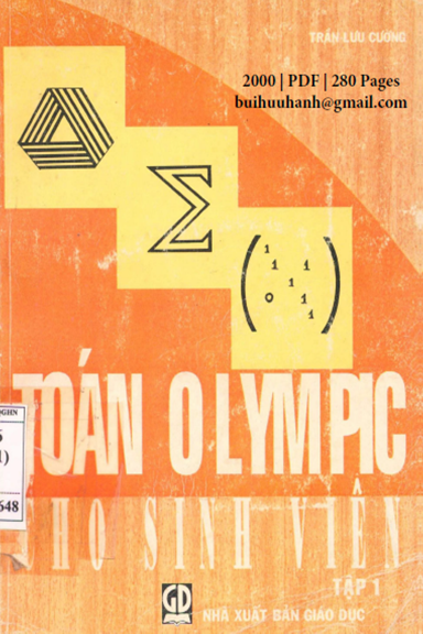 Toán Olympic Cho Sinh Viên Tập 1 (NXB Giáo Dục 2000) - Trần Lưu Cường, 280 Trang
