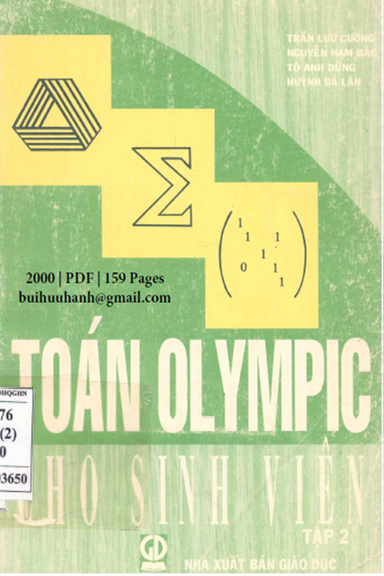 Toán Olympic Cho Sinh Viên Tập 2 (NXB Giáo Dục 2000) - Trần Lưu Cường, 159 Trang