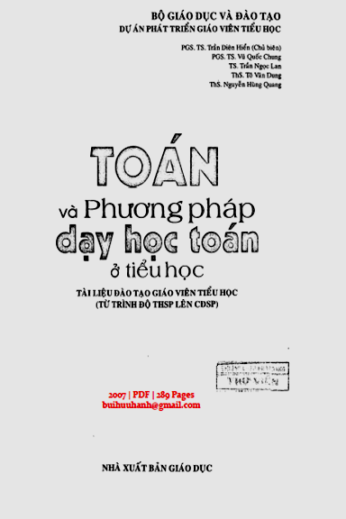 Toán Và Phương Pháp Dạy Học Toán Ở Tiểu Học (NXB Giáo Dục 2007) - Trần Diên Hiển, 289 Trang