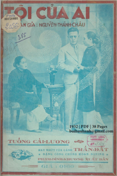 Tội Của Ai (NXB Đức Lưu Phương 1932) - Nguyễn Thành Châu, 38 Trang