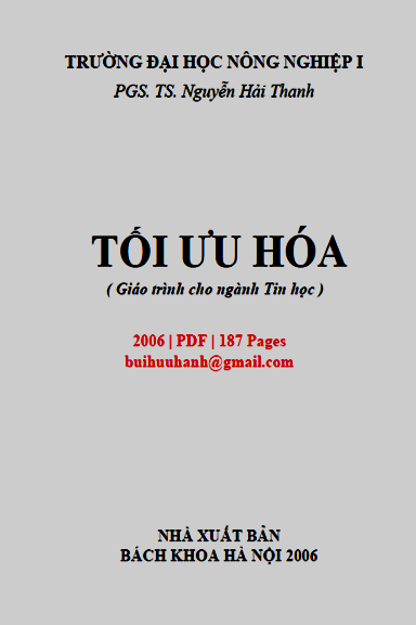 Tối Ưu Hóa (NXB Bách Khoa 2006) - Nguyễn Hải Thanh, 187 Trang