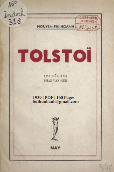 Tolstoi (NXB Nay 1939) - Nguyễn Phi Hoanh, 160 Trang