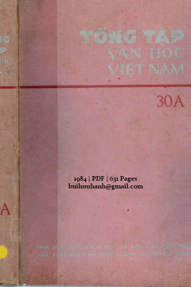 Tổng Tập Văn Học Việt Nam Tập 30A (NXB Khoa Học Xã Hội 1984) - Nguyễn Đăng Mạnh, 631 Trang