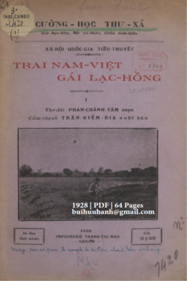 Trai Nam Việt Gái Lạc Hồng Cuốn 1 (NXB Cường Học Thư Xã 1928) - Phan Chánh Tâm, 64 Trang