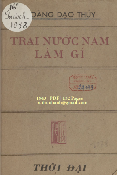Trai Nước Nam Làm Gì (NXB Thời Đại 1943) - Hoàng Đạo Thúy, 132 Trang