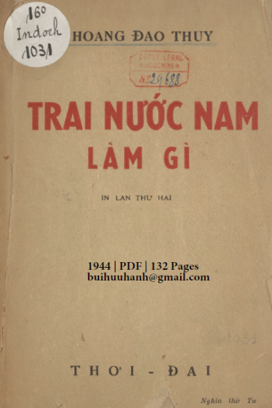 Trai Nước Nam Làm Gì (NXB Thời Đại 1944) - Hoàng Đạo Thúy, 132 Trang