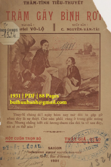 Trâm Gãy Bình Rơi (NXB Nguyễn Văn Viết 1931) - Gabriel Võ Lộ, 88 Trang