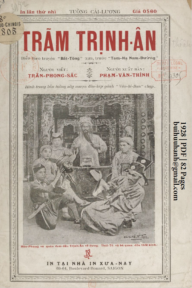 Trãm Trịnh Ân (NXB Xưa Nay 1928) - Trần Phong Sắc, 82 Trang