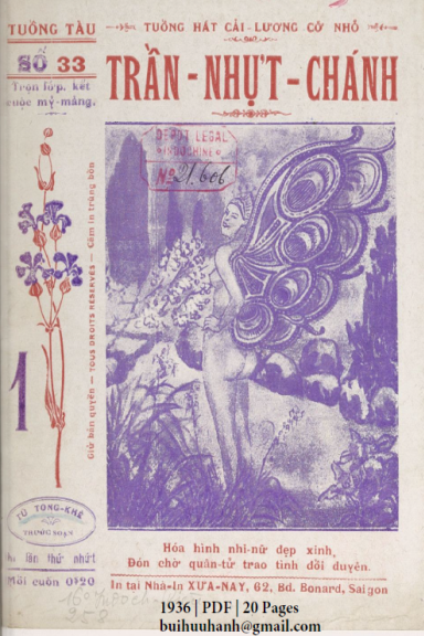 Trần Nhựt Chánh Cuốn 1 (NXB Xưa Nay 1936) - Tú Tòng Khê, 20 Trang
