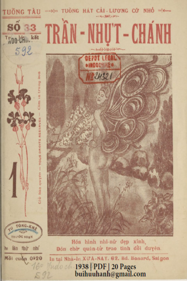 Trần Nhựt Chánh Cuốn 1 (NXB Xưa Nay 1938) - Tú Tòng Khê, 20 Trang