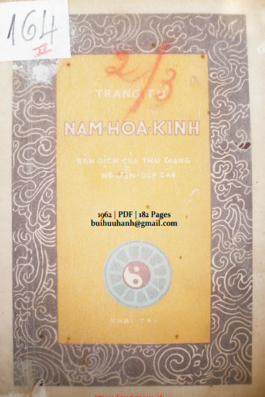Trang Tử Nam Hoa Kinh Quyển 2 (NXB Khai Trí 1962) - Nguyễn Duy Cần, 182 Trang