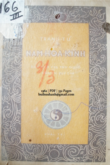 Trang Tử Nam Hoa Kinh Quyển 3 (NXB Khai Trí 1962) - Nguyễn Duy Cần, 332 Trang