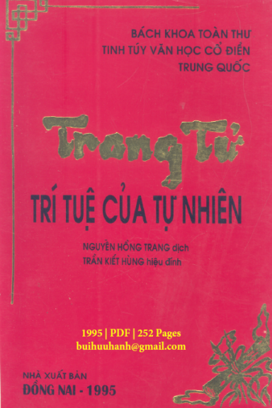 Trang Tử-Trí Tuệ Của Tự Nhiên (NXB Đồng Nai 1995) - Nguyễn Hồng Trang, 252 Trang