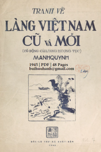 Tranh Vẽ Làng Việt Nam Cũ Và Mới (NXB Đắc Lộ Thư Xã 1945) - Mạnh Quỳnh, 48 Trang