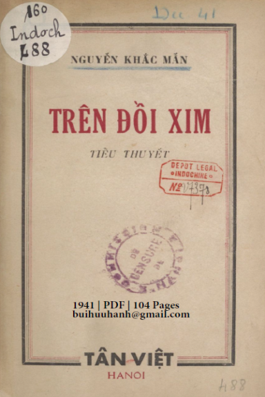 Trên Đồi Xim (NXB Tân Việt 1941) - Nguyễn Khắc Mẫn, 104 Trang