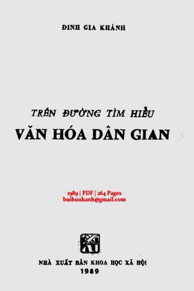 Trên Đường Tìm Hiểu Văn Hóa Dân Gian (NXB Khoa Học Xã Hội 1989) - Đinh Gia Khánh, 264 Trang