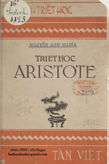 Triết Học Aristote (NXB Tân Việt 1944) - Nguyễn Anh Nghĩa, 232 Trang