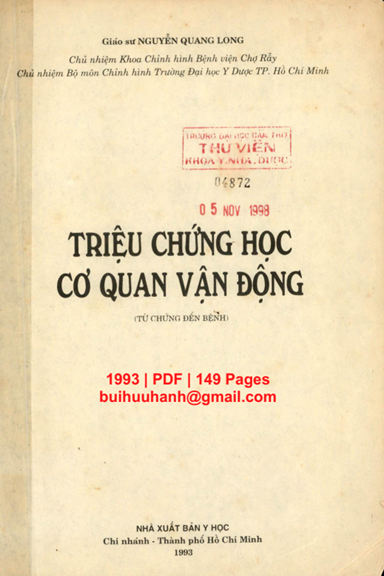 Triệu Chứng Học Cơ Quan Vận Động (NXB Y Học 1993) - Nguyễn Quang Long, 149 Trang