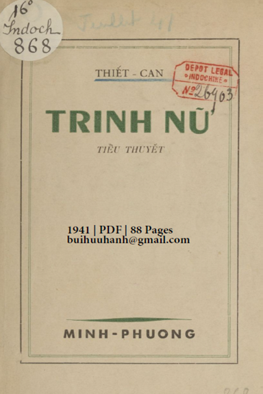 Trinh Nữ (NXB Minh Phương 1941) - Thiết Can, 88 Trang