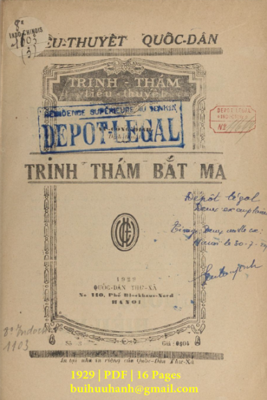 Trinh Thám Bắt Ma Số 3 (NXB Quốc Dân Thư Xã 1929) - Vũ Công Định, 16 Trang