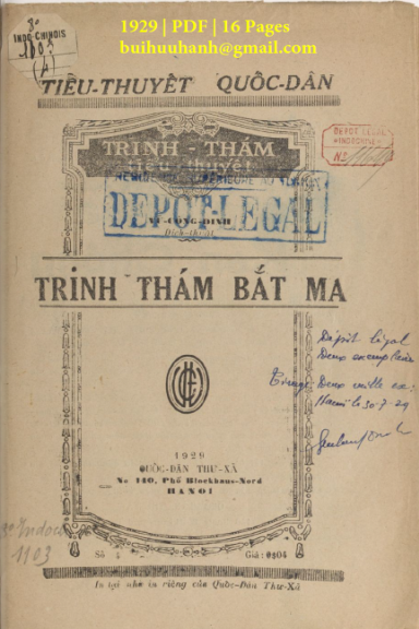 Trinh Thám Bắt Ma Số 4 (NXB Quốc Dân Thư Xã 1929) - Vũ Công Định, 16 Trang