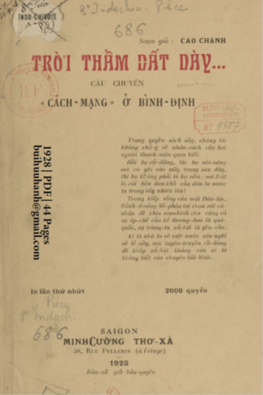 Trời Thẩm Đất Dày (NXB Minh Cường Thơ Xã 1928) - Cao Chánh, 44 Trang