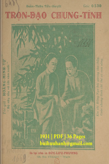 Trọn Đạo Chung Tình (NXB Đức Lưu Phương 1931) - Hoàng Minh Tự, 36 Trang