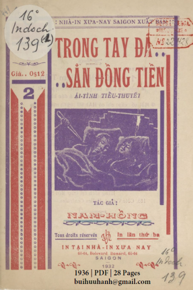 Trong Tay Đã Sẵn Đồng Tiền Cuốn 1-3 (NXB Xưa Nay 1936) - Nam Hồng, 84 Trang