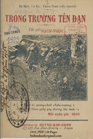 Trong Trường Tên Đạn Cuốn 1 (NXB Huỳnh Kim Danh 1932) - Bạch Ngọc, 20 Trang