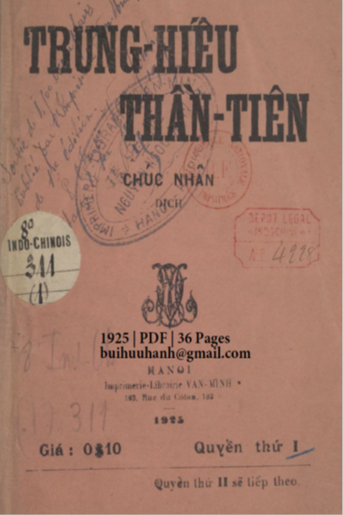 Trung Hiếu Thần Tiên Quyển 1 (NXB Văn Minh 1925) - Chúc Nhân, 36 Trang