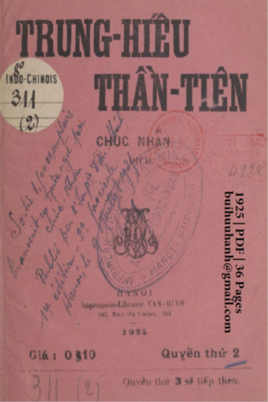Trung Hiếu Thần Tiên Quyển 2 (NXB Văn Minh 1925) - Chúc Nhân, 36 Trang