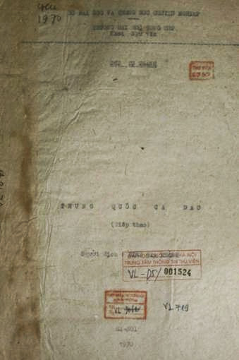 Trung Quốc Ca Dao (NXB Hà Nội 1970) - Chu Tự Thanh, 70 Trang