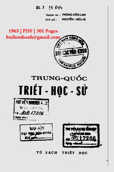 Trung Quốc Triết Học Sử (NXB Sài Gòn 1965) - Phùng Hữu Lan, 301 Trang