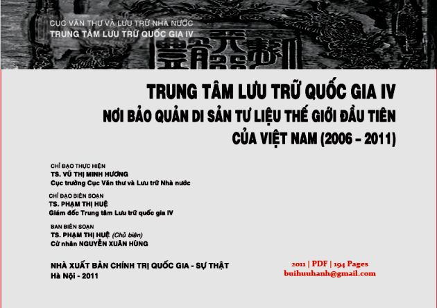 Trung Tâm Lưu Trữ Quốc Gia IV Nơi Bảo Quản Di Sản Tư Liệu Thế Giới Đầu Tiên Của Việt Nam 2006-2011