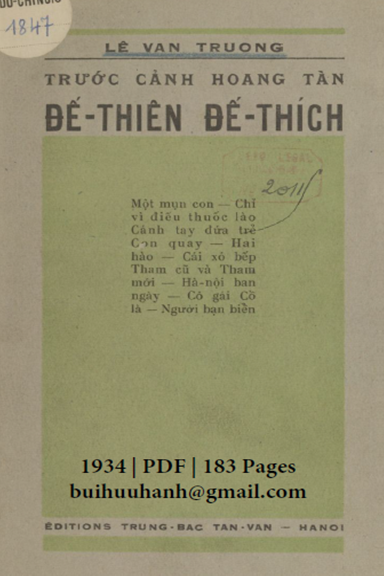 Trước Cảnh Hoang Tàn Đế Thiên Đế Thích (NXB Trung Bắc Tân Văn 1934) - Lê Văn Trương, 183 Trang