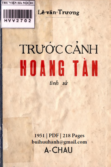 Trước Cảnh Hoang Tàn (NXB Á Châu 1951) - Lê Văn Trương, 218 Trang