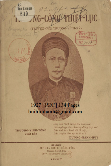 Trương Công Thiệt Lục (NXB Bảo Tồn 1927) - Dương Mạnh Huy, 134 Trang