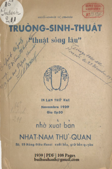 Trường Sinh Thuật (NXB Nhật Nam 1939) - Nguyễn An Nhân, 108 Trang
