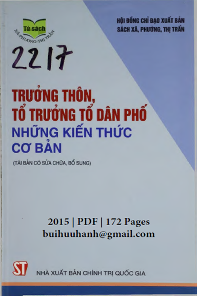 Trưởng Thôn, Tổ Trưởng Tổ Dân Phố Những Kiến Thức Cơ Bản (NXB Chính Trị 2015) - Nguyễn Bá Quang