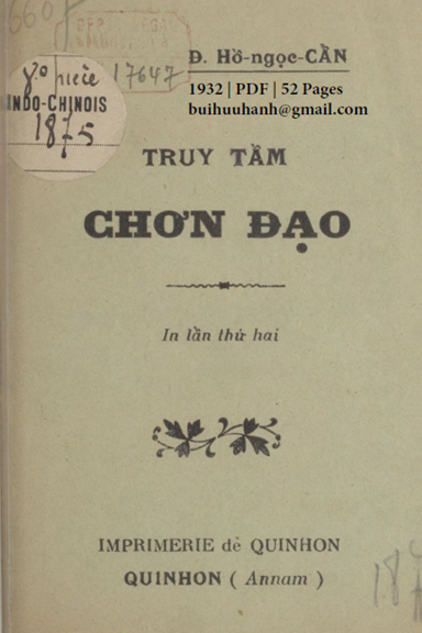 Truy Tầm Chơn Đạo (NXB Qui Nhơn 1932) - Hồ Ngọc Cẩn, 52 Trang