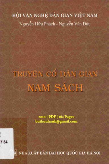 Truyện Cổ Dân Gian Nam Sách (NXB Đại Học Quốc Gia 2010) - Nguyễn Hữu Phách, 162 Trang